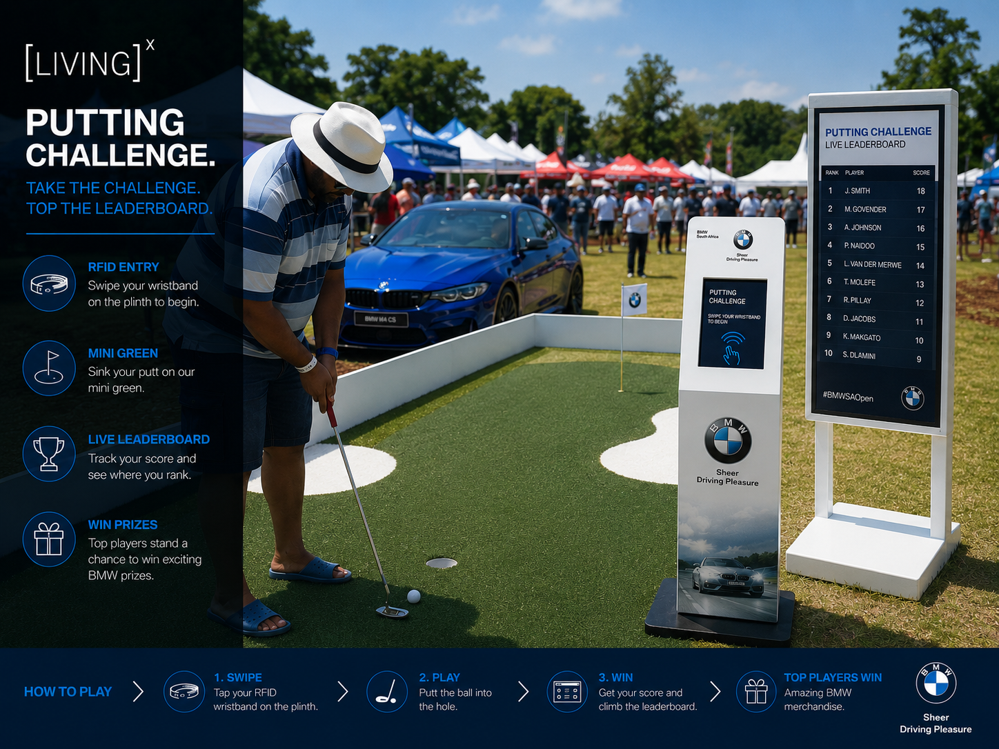Putting Challenge — NFC Entry · Mini Green · Live Top 10 Leaderboard