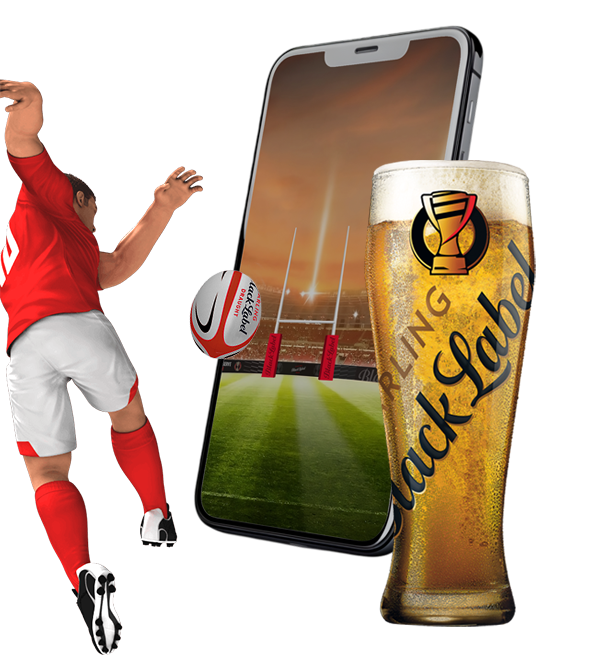 Carling Black Label Varsity Cup — rugby player kicking with branded beer glass