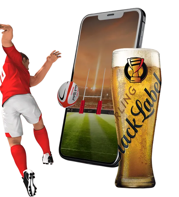 Carling Black Label Varsity Cup — rugby player kicking with branded beer glass