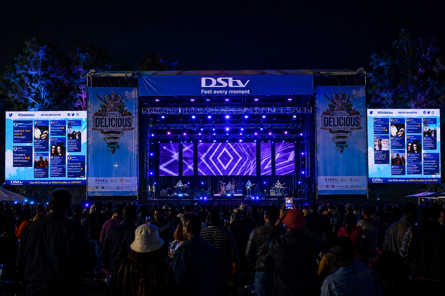 Twitter Social Screen — Moderation System · 2 LED Screens · Main Artist Stage
