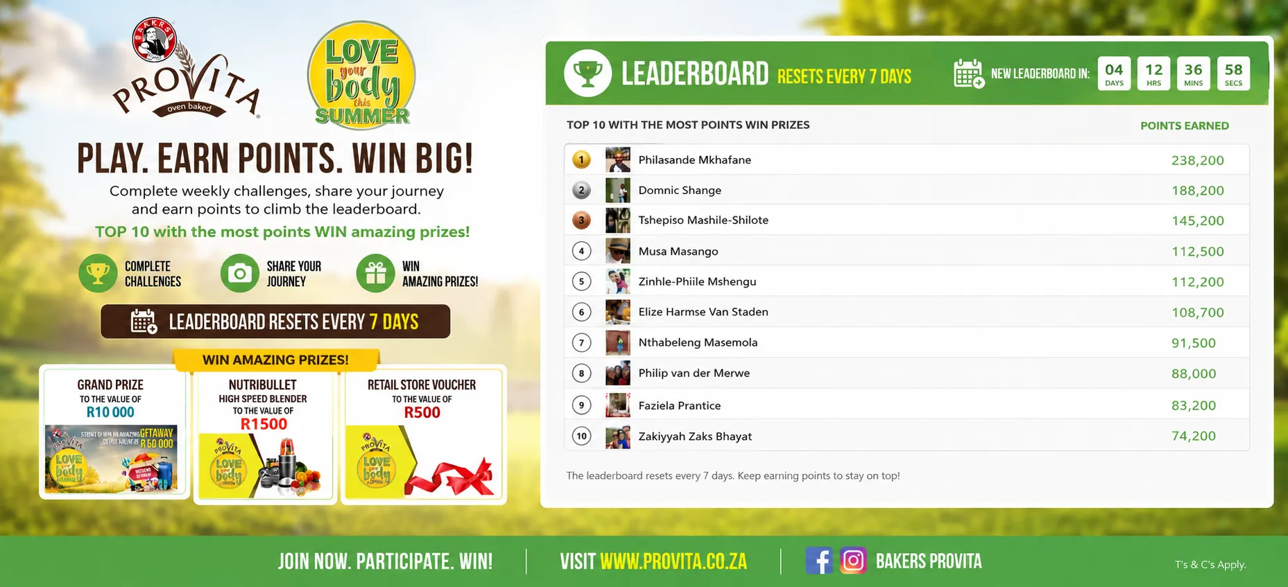 Weekly Leaderboard — Reset Every 7 Days · Top 10 Win Prizes